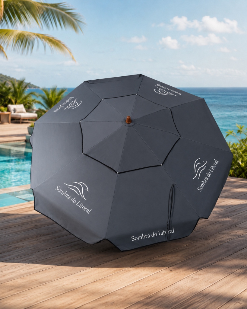 Ombrelones personalizados com logotipo Sombra do Litoral